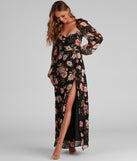 Swept Away Floral Chiffon Maxi Dress is a stunning choice for a bridesmaid dress or maid of honor dress, and to feel beautiful at Homecoming 2023, fall or winter weddings, formals, & military balls!