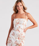 Fall For Floral Chiffon Midi Dress is a stunning choice for a bridesmaid dress or maid of honor dress, and to feel beautiful at Homecoming 2023, fall or winter weddings, formals, & military balls!