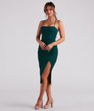 Keep It Sparkling Glitter Lace-Up Midi Dress is a gorgeous pick as your 2023 Homecoming dress or formal gown for wedding guest, fall bridesmaid, or military ball attire!