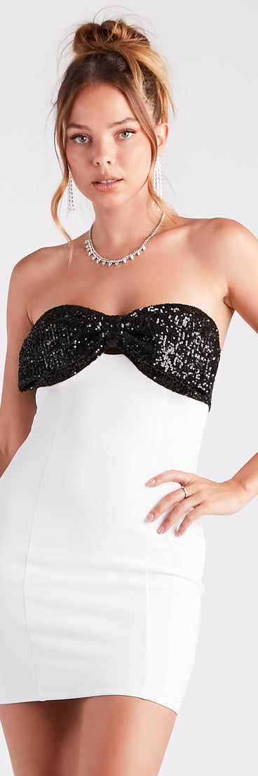 Prized Possession Sequin Bow Crepe Dress