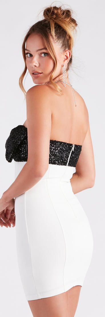 Prized Possession Sequin Bow Crepe Dress