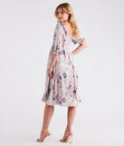 Take In The Beauty Satin Floral Midi Dress