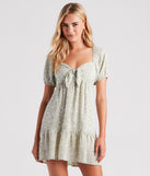 Playful Touch Crepe Daisy Print Short Dress