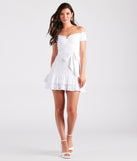 Cue The Charm Linen Off-The-Shoulder Dress