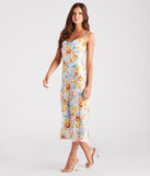 Major Admiration Satin Floral Midi Dress creates the perfect summer wedding guest dress or cocktail party dresss with stylish details in the latest trends for 2023!