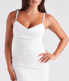 Elevated Affair Pearl Strap Mini Dress is a gorgeous pick as your 2023 Homecoming dress or formal gown for wedding guest, fall bridesmaid, or military ball attire!