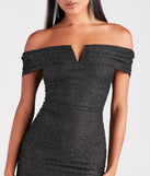 City Girl Glitter Off-The-Shoulder Dress