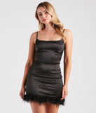 Miss Diva Satin Marabou Mini Dress