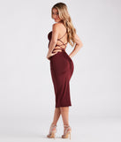 Stunning Silhouette Lace-Up Bodycon Midi Dress creates spring wedding guest dress with stylish details, the perfect midi dress for graduation, or for a cocktail party look in the latest midi-length trends for 2024!