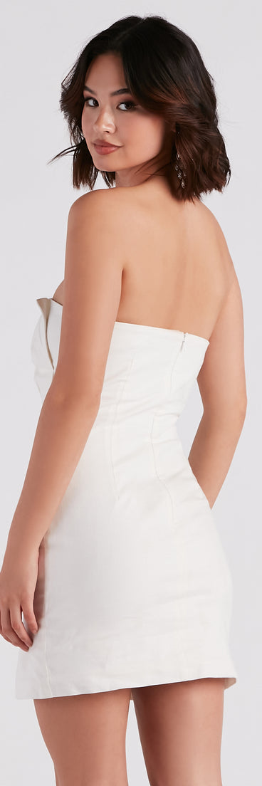 Perfect Bow Linen Strapless Mini Dress
