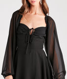Fliratious Flair Long Sleeve Chiffon Skater Dress