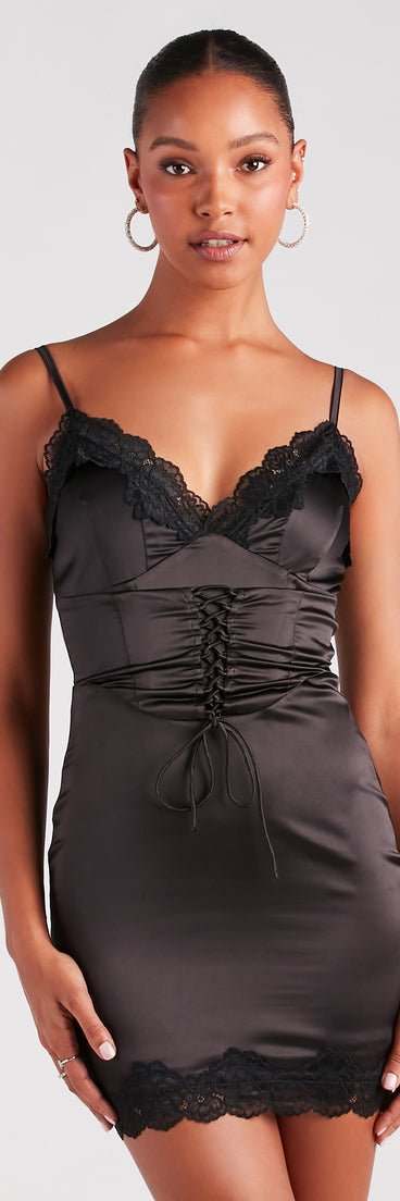 Dose Of Drama Satin Lace Corset Mini Dress
