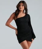Shiny And Pretty Glitter One-Shoulder Mini Dress