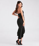 Well-Refined Crepe Ruffled Midi Dress creates spring wedding guest dress with stylish details, the perfect midi dress for graduation, or for a cocktail party look in the latest midi-length trends for 2024!