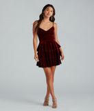 Sashay Away Velvet Ruffle Skater Dress