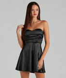 Be Your Sweetheart Satin Lace-Up Skater Dress