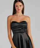 Be Your Sweetheart Satin Lace-Up Skater Dress