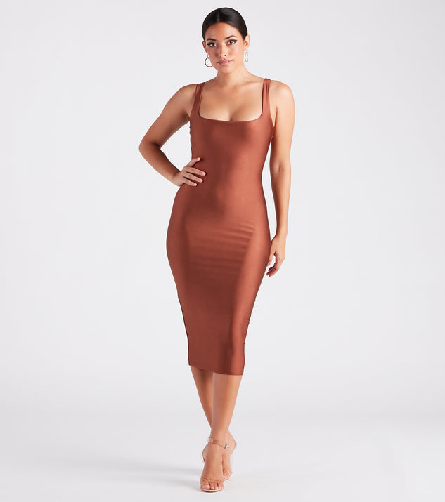 Desirable Shine Tank Midi Dress creates the perfect summer wedding guest dress or cocktail party dresss with stylish details in the latest trends for 2023!