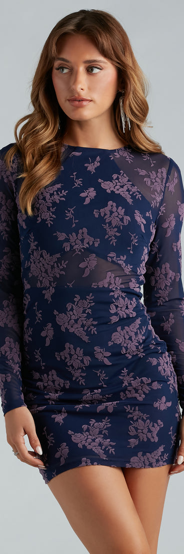 Bring Me Flowers Mesh Long Sleeve Mini Dress creates the perfect spring or summer wedding guest dress or cocktail attire with chic styles in the latest trends for 2024!