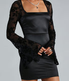 Love For Chic Flocked Mesh Satin Mini Dress