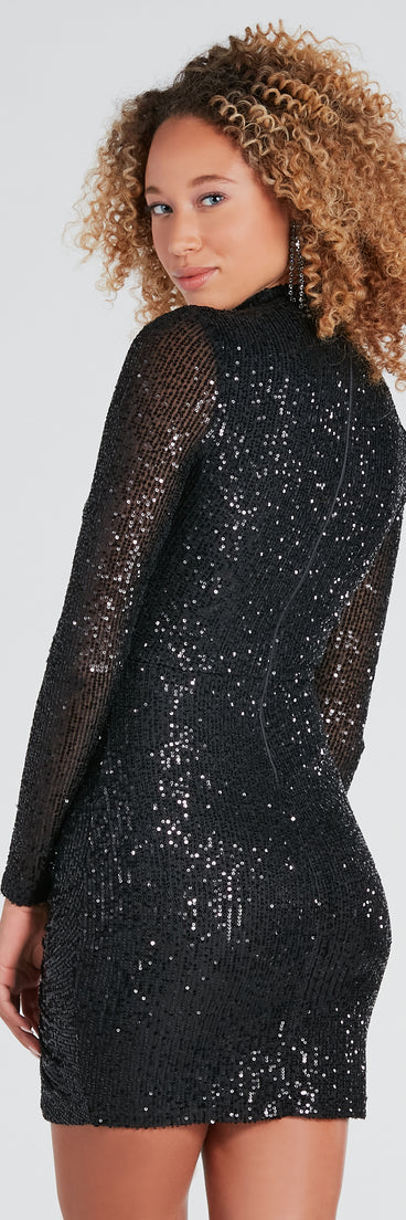 Dazzling Starlet Sequin Long Sleeve Mini Dress | Windsor Dazzling Starlet Sequin Long Sleeve Mini Dress | Windsor