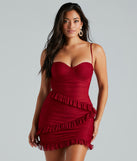 Flirty Girl Energy Mesh Ruffle Bodycon Dress