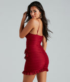 Flirty Girl Energy Mesh Ruffle Bodycon Dress