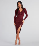 Glow Goals Glitter Long Sleeve Midi Dress creates spring wedding guest dress with stylish details, the perfect midi dress for graduation, or for a cocktail party look in the latest midi-length trends for 2024!
