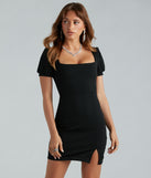Endearing Bliss Crepe Puff Sleeve Lace-Up Dress