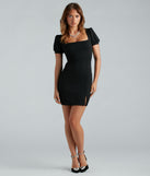 Endearing Bliss Crepe Puff Sleeve Lace-Up Dress
