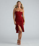 Not Here To Mesh Ruched Ruffle Midi Dress is a gorgeous pick as your 2024 prom dress or formal gown for wedding guests, spring bridesmaids, or army ball attire!