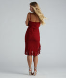 Not Here To Mesh Ruched Ruffle Midi Dress is the perfect prom dress pick with on-trend details to make the 2024 dance your most memorable event yet!
