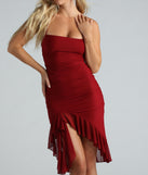 Not Here To Mesh Ruched Ruffle Midi Dress is the perfect prom dress pick with on-trend details to make the 2024 dance your most memorable event yet!