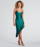 Admire My Moves V-Neck Ruffle Midi Dress creates the perfect spring or summer wedding guest dress or cocktail attire with chic styles in the latest trends for 2024!