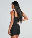 At My Best Crepe Lace Trim Corset Mini Dress