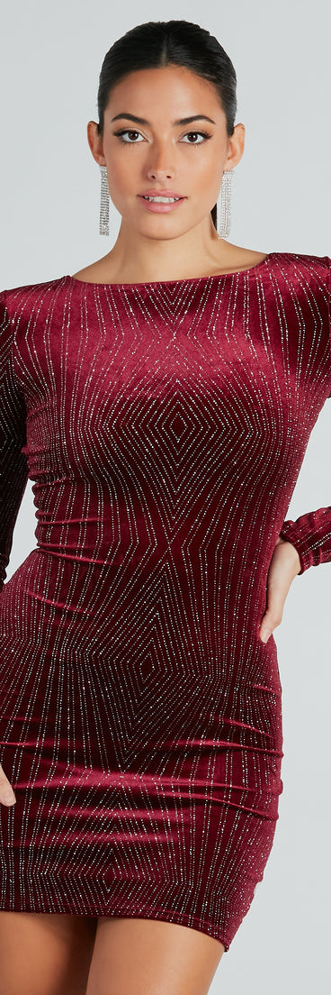 Luxe Energy Glitter Velvet Long Sleeve Mini Dress