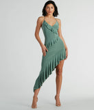 Iconic Flair Ruffled Asymmetrical Midi Dress