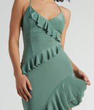 Iconic Flair Ruffled Asymmetrical Midi Dress