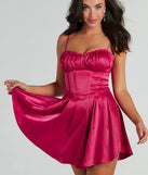 Love Language Corset Skater Satin Party Dress