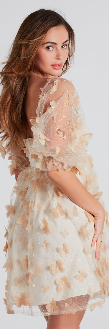 Butterfly Princess Square Neck Babydoll Dress