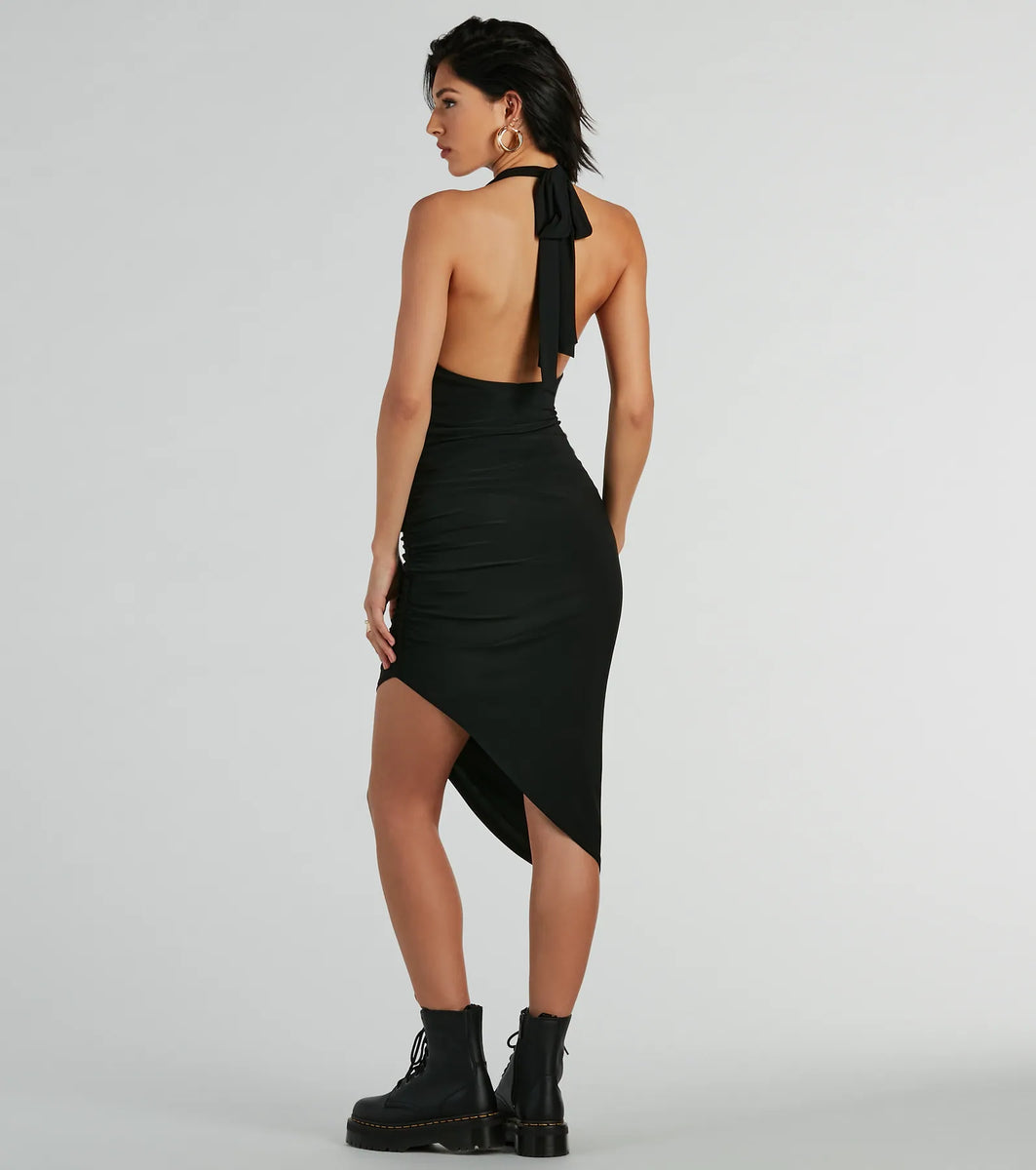 Leith - Knit Scoop Neck Side Slit Midi Dfress
