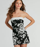 Out Of Town Strapless Floral Crepe Mini Dress