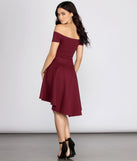 All The Rage Off the Shoulder Skater Burgundy Dress Back Silhouette