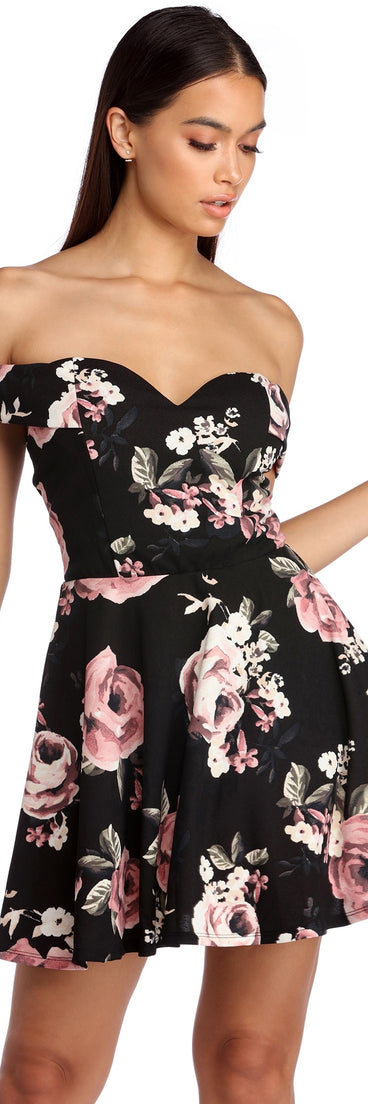 Flirty In Floral Skater Dress