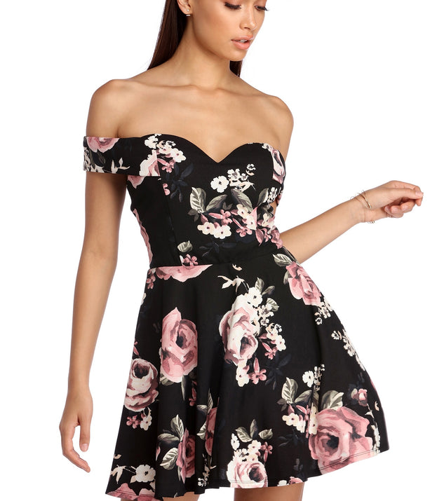 Flirty In Floral Skater Dress