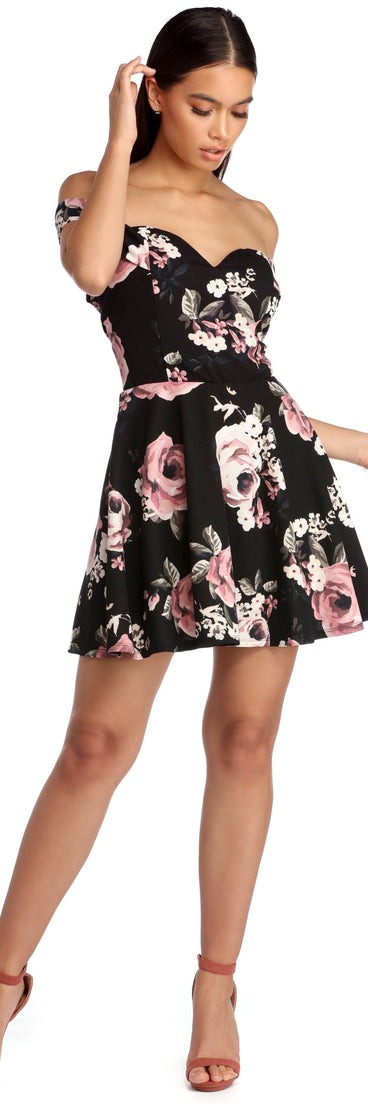 Flirty In Floral Skater Dress