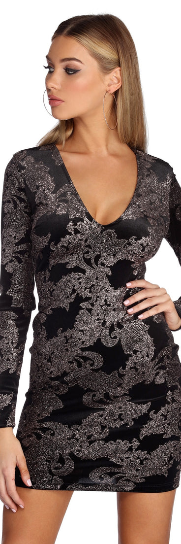 Dazzle Queen Glitter Velvet Mini Dress