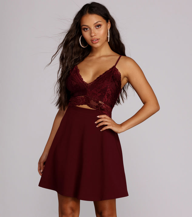 Lavish In Lace Skater Dress is the perfect Homecoming look pick with on-trend details to make the 2023 HOCO dance your most memorable event yet!
