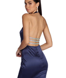 Satin & Rhinestone Halter Dress