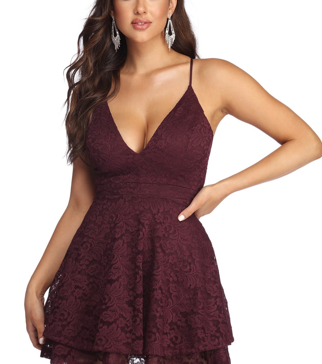 Lace Appeal Layered Skater Dress is the perfect Homecoming look pick with on-trend details to make the 2023 HOCO dance your most memorable event yet!